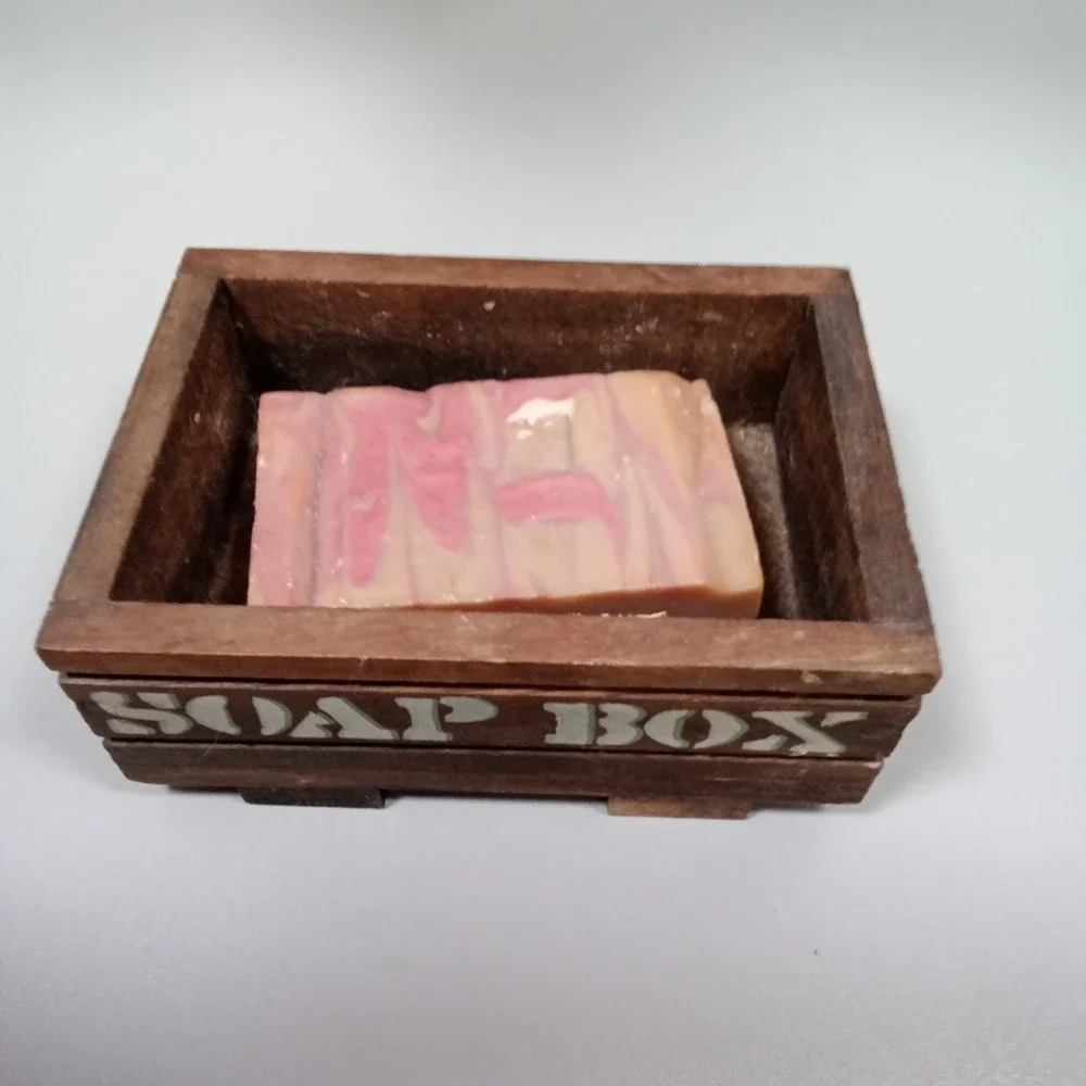 Rustic Wooden Soap Box Crate Footed Soap Dish Brown Farmhouse Bathroom Decor‎